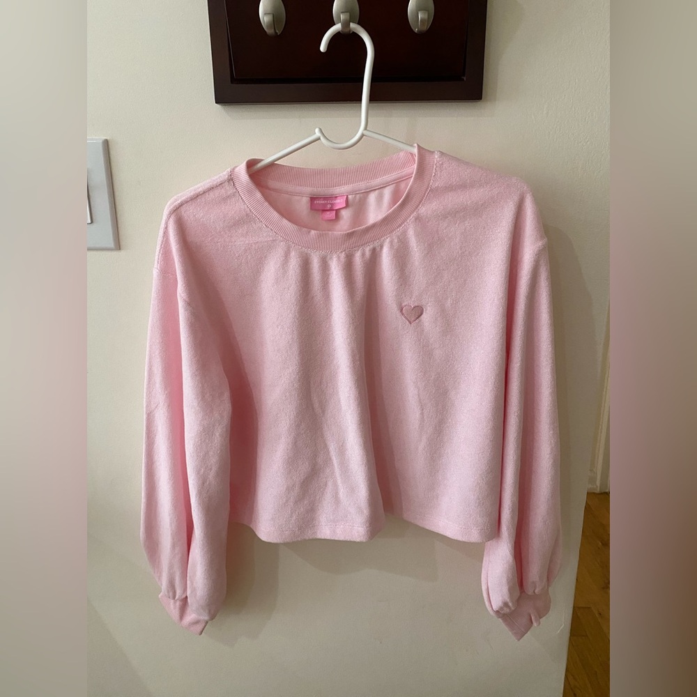 Stoney Clover Lane x Target Pink Cropped Sweatshirt with Heart Terrycloth M